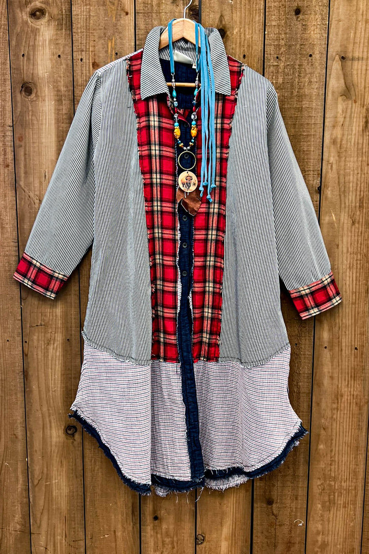 Patchwork Sunrise Plaid and Stripes Jacket