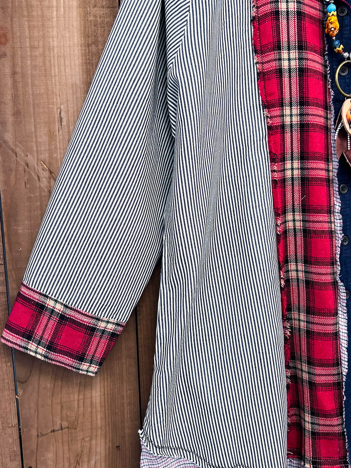 Patchwork Sunrise Plaid and Stripes Jacket