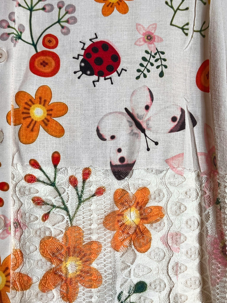 A PIECE OF MY HEART LADYBUG & FLORAL LACE JACKET