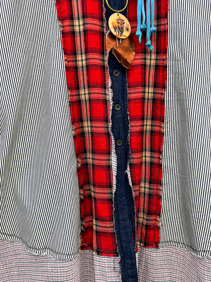 Patchwork Sunrise Plaid and Stripes Jacket