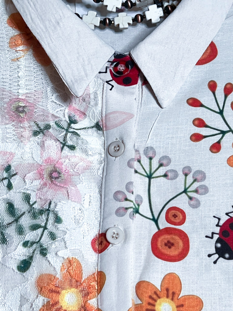 A PIECE OF MY HEART LADYBUG & FLORAL LACE JACKET