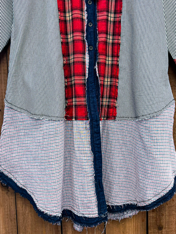 Patchwork Sunrise Plaid and Stripes Jacket
