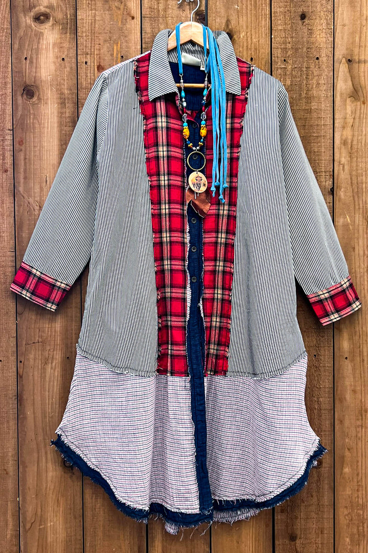 Patchwork Sunrise Plaid and Stripes Jacket