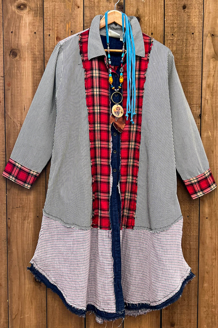 Patchwork Sunrise Plaid and Stripes Jacket