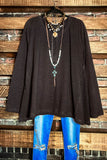 RUSTIC SHABBY COMFY 100% COTTON SWEATER TUNIC IN BROWN CHOCOLATE