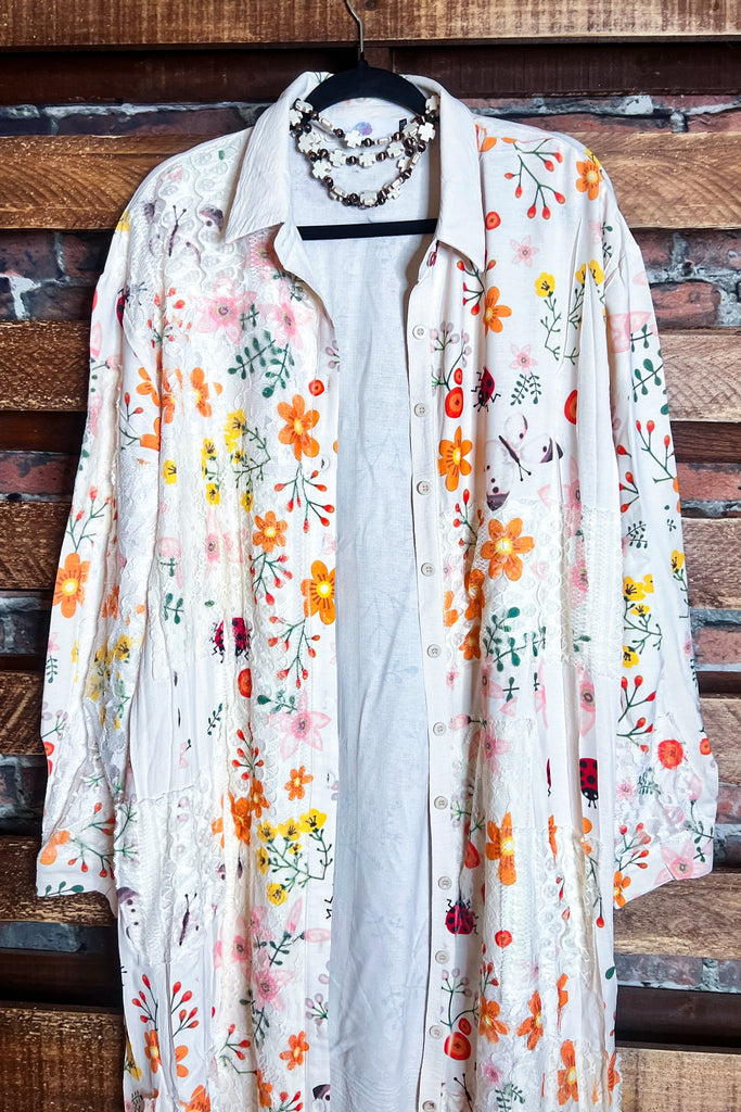 A PIECE OF MY HEART LADYBUG & FLORAL LACE JACKET
