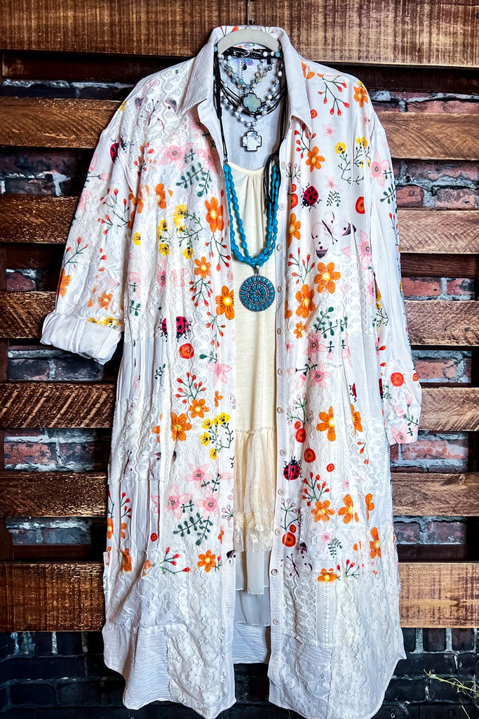 A PIECE OF MY HEART LADYBUG & FLORAL LACE JACKET