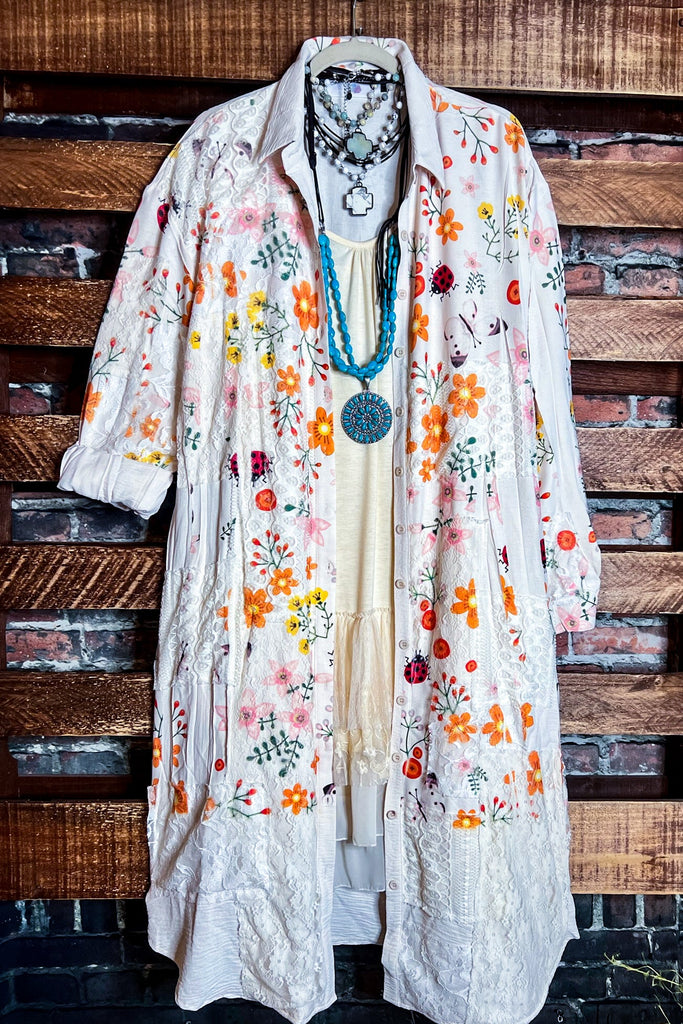 A PIECE OF MY HEART LADYBUG & FLORAL LACE JACKET