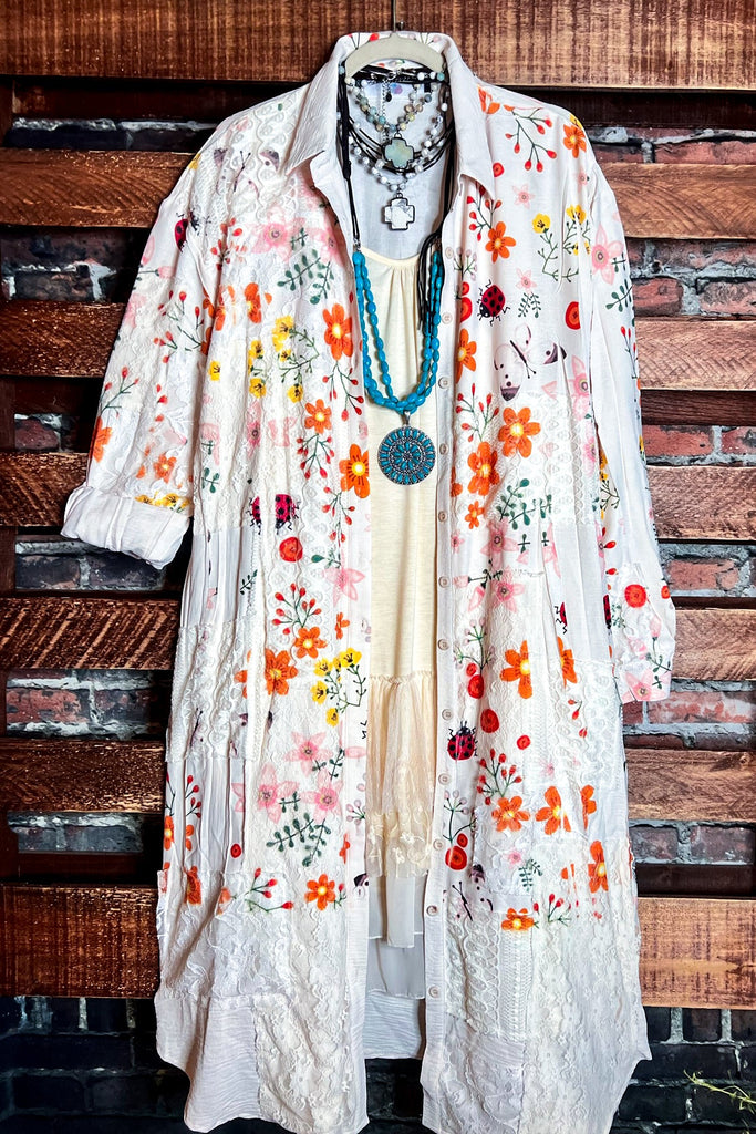 A PIECE OF MY HEART LADYBUG & FLORAL LACE JACKET