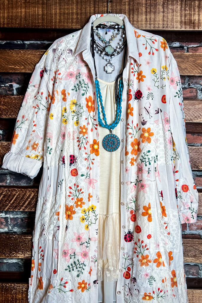 A PIECE OF MY HEART LADYBUG & FLORAL LACE JACKET