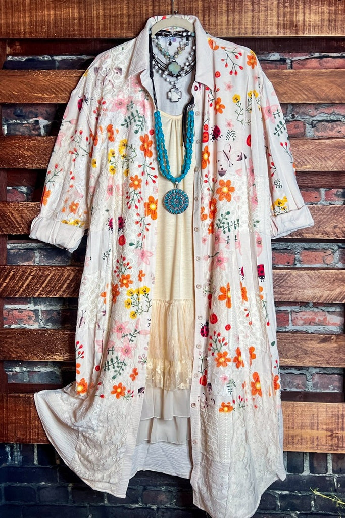 A PIECE OF MY HEART LADYBUG & FLORAL LACE JACKET