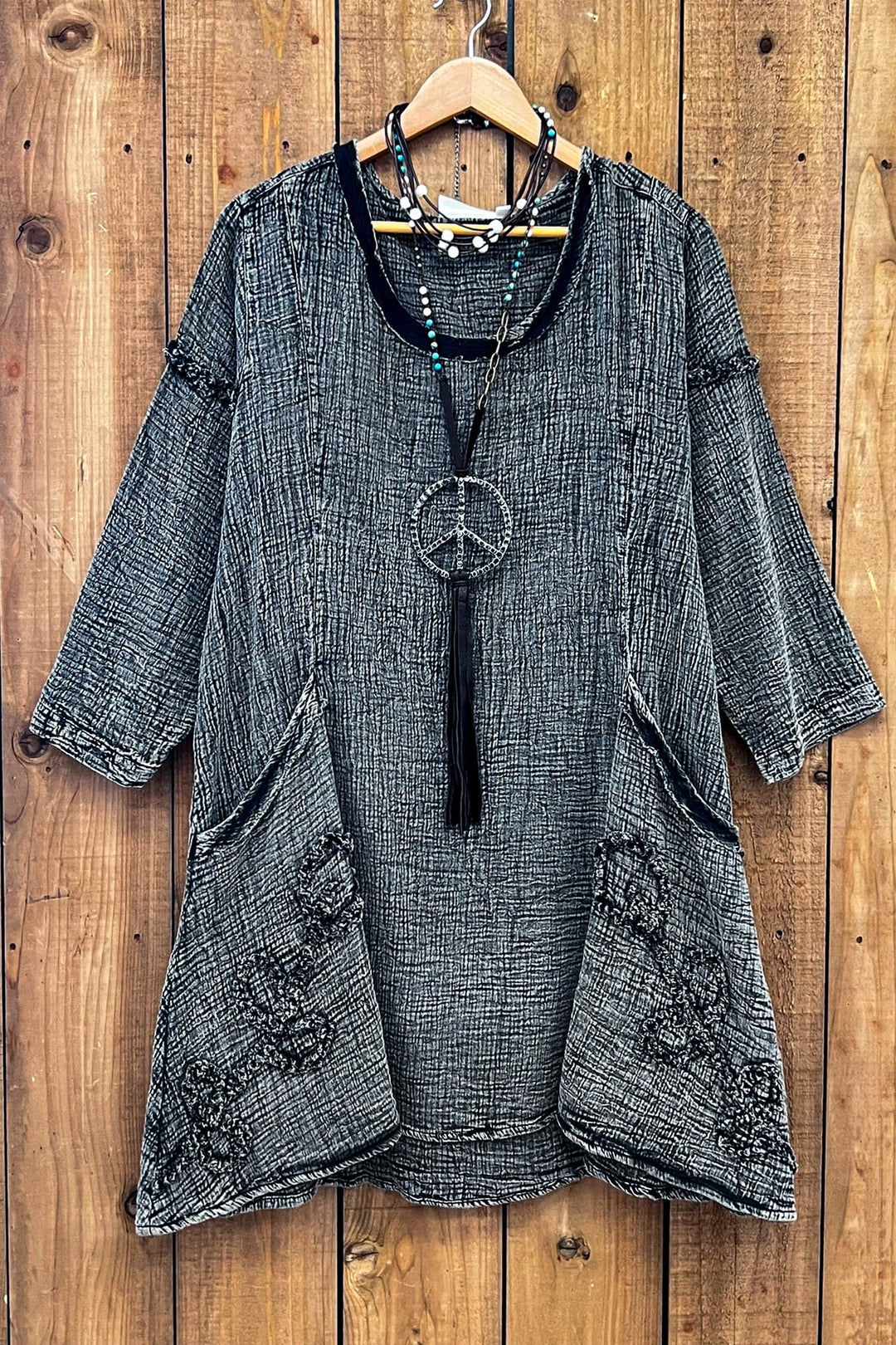 Just The Simple Things 1OO% Cotton Tunic - Charcoal Stone