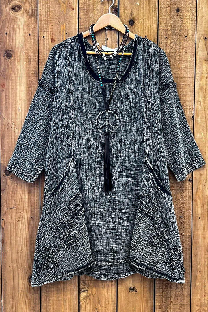 Just The Simple Things 1OO% Cotton Tunic - Charcoal Stone