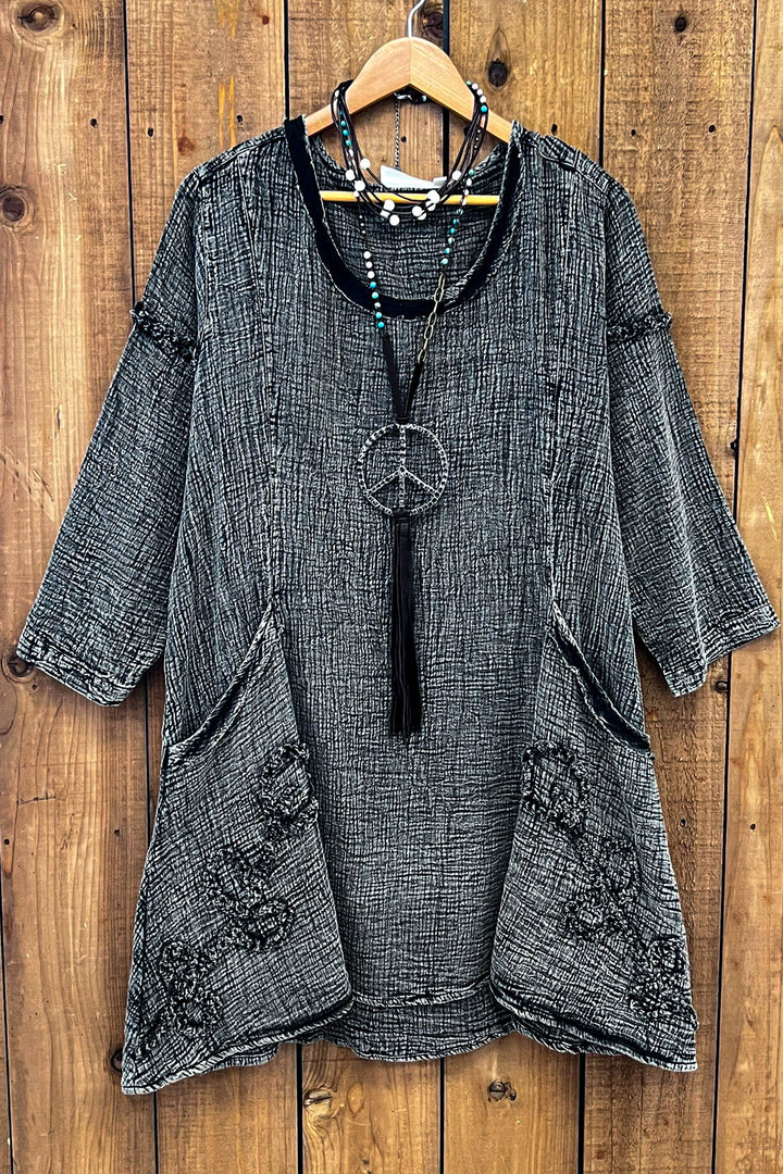 Just The Simple Things 1OO% Cotton Tunic Charcoal Stone