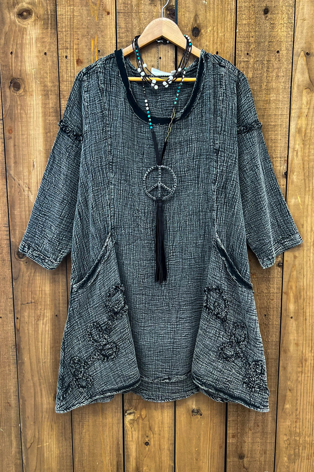 Just The Simple Things 1OO% Cotton Tunic - Charcoal Stone