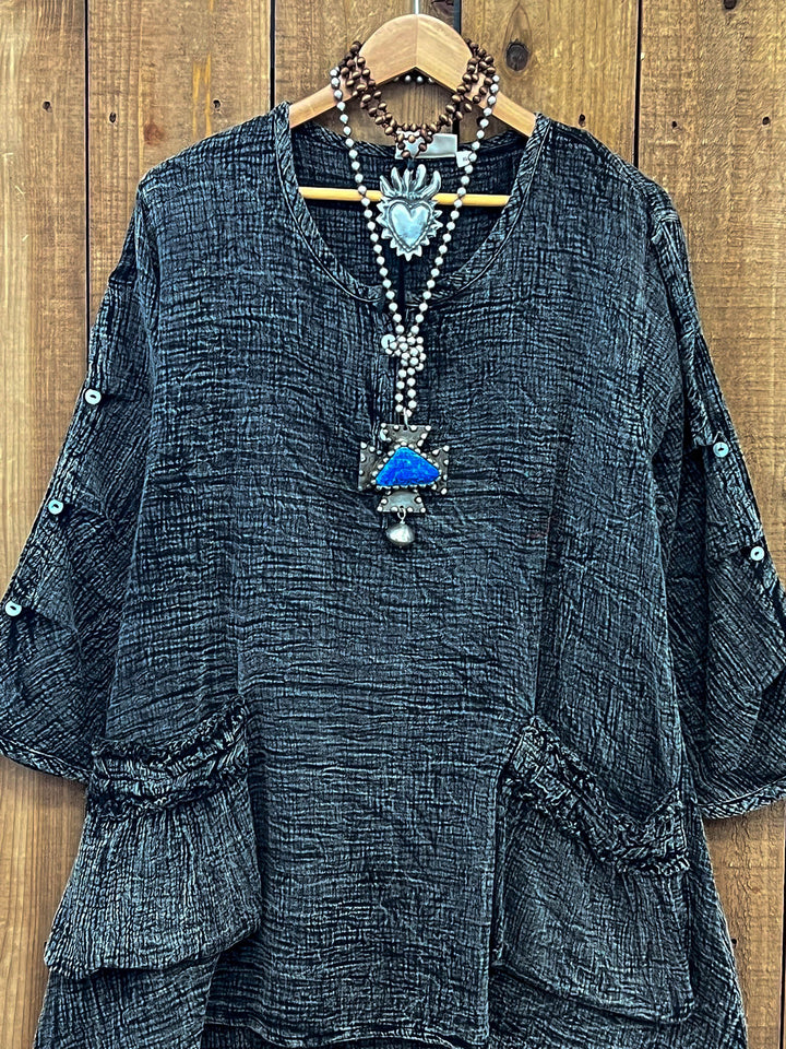 Stormy Skies 1OO% Cotton Tunic - Charcoal Stone