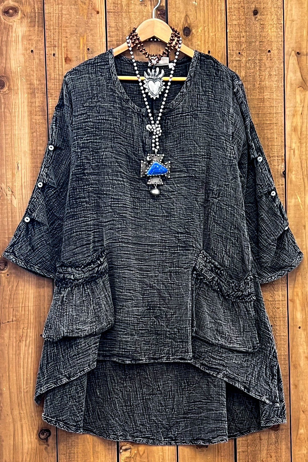Stormy Skies 1OO% Cotton Tunic - Charcoal Stone