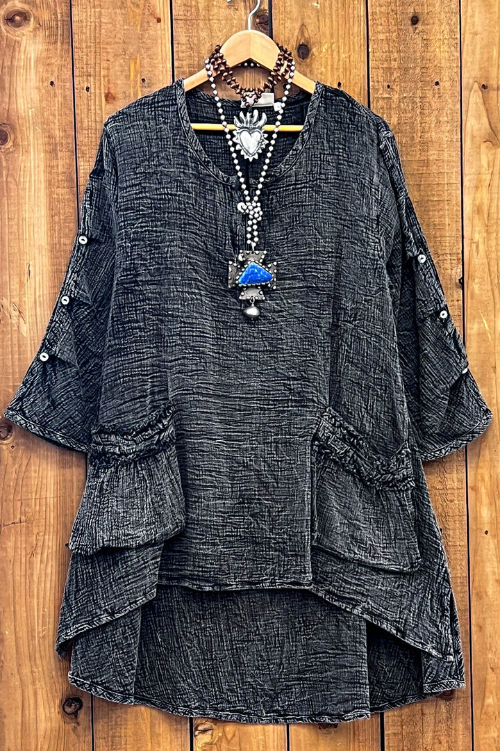 Stormy Skies 1OO% Cotton Tunic - Charcoal Stone
