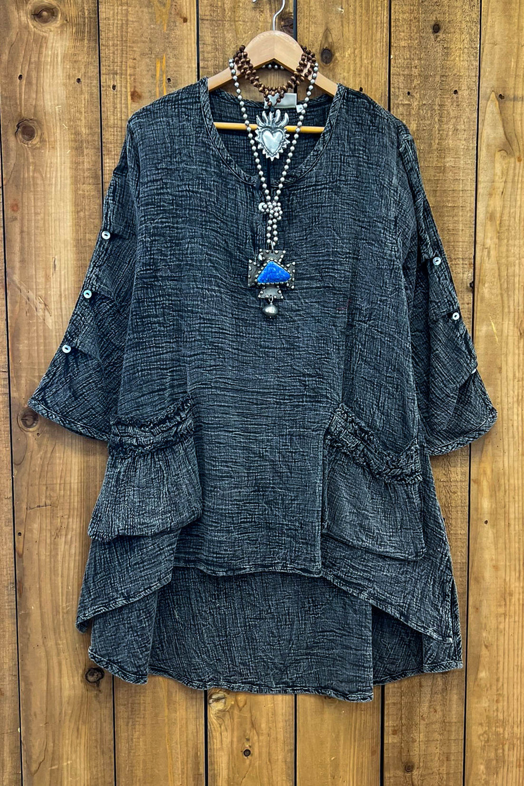 Stormy Skies 1OO% Cotton Tunic - Charcoal Stone