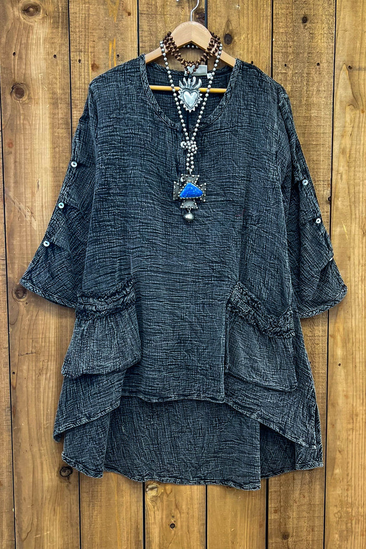 Stormy Skies 1OO% Cotton Tunic - Charcoal Stone