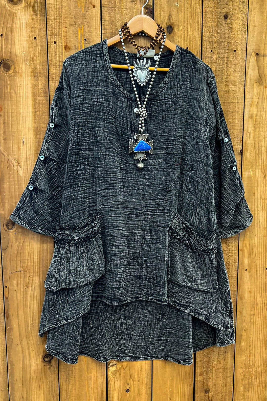 Stormy Skies 1OO% Cotton Tunic - Charcoal Stone
