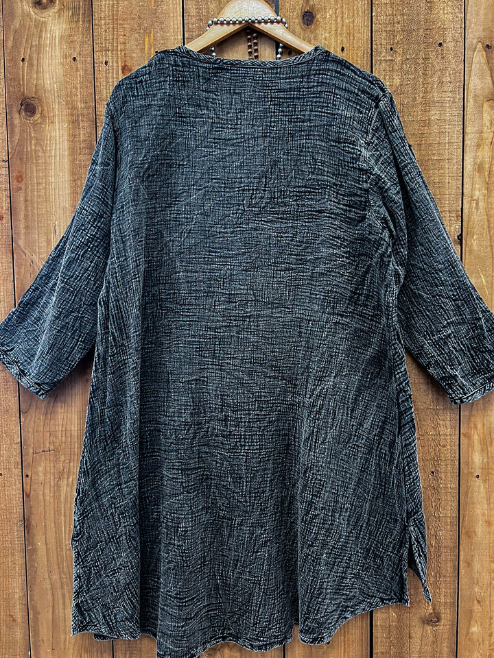 Stormy Skies 1OO% Cotton Tunic - Charcoal Stone
