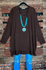 FOREVER PERFECTLY SIMPLE T-TUNIC OVERSIZED IN BROWN