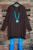 FOREVER PERFECTLY SIMPLE T-TUNIC OVERSIZED IN BROWN
