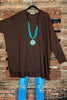 FOREVER PERFECTLY SIMPLE T-TUNIC OVERSIZED IN BROWN