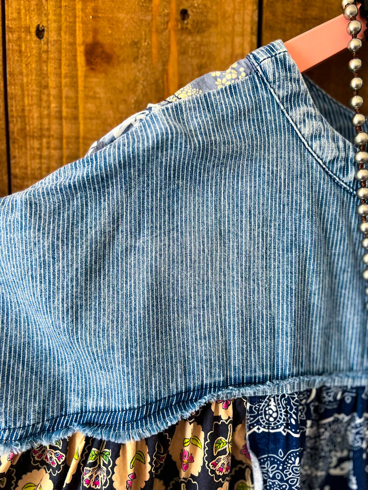 A Good Feeling Artisan Star Patch Tunic - Blue Denim & Multi-Color