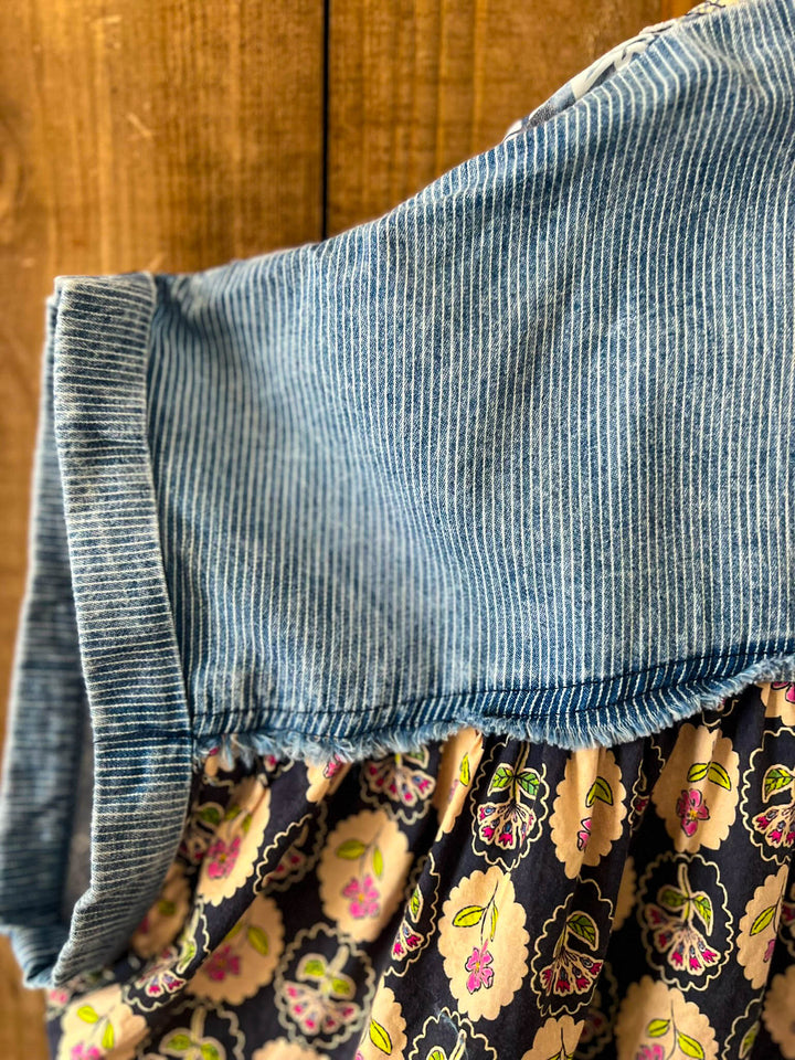 A Good Feeling Artisan Star Patch Tunic - Blue Denim & Multi-Color