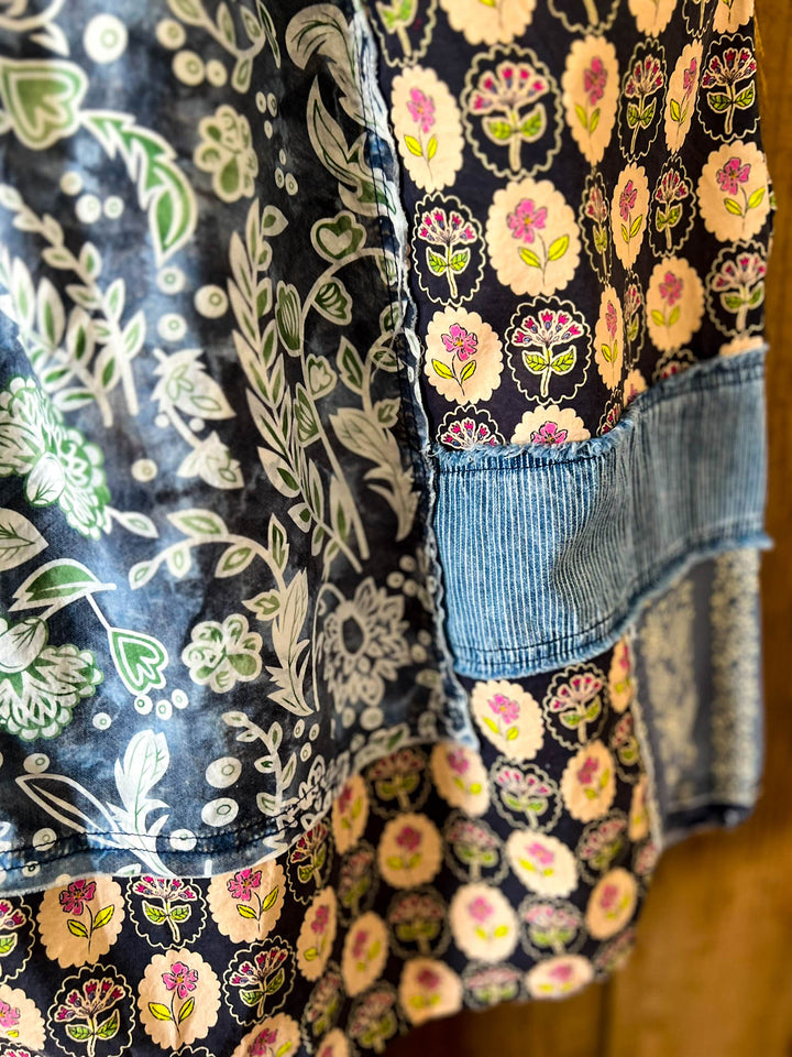 A Good Feeling Artisan Star Patch Tunic - Blue Denim & Multi-Color