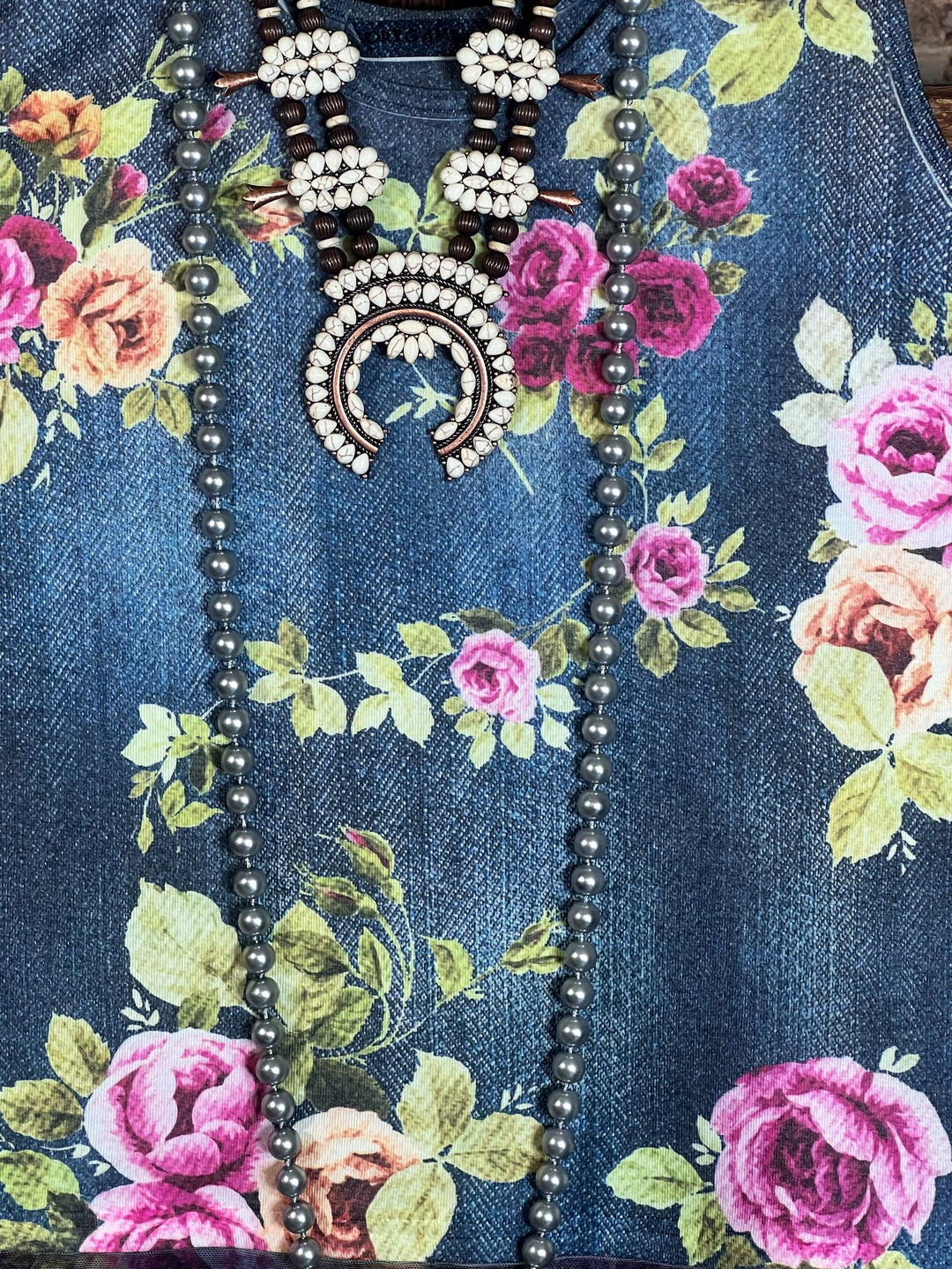 Promise In My Heart Denim & Roses Lace Layering Top