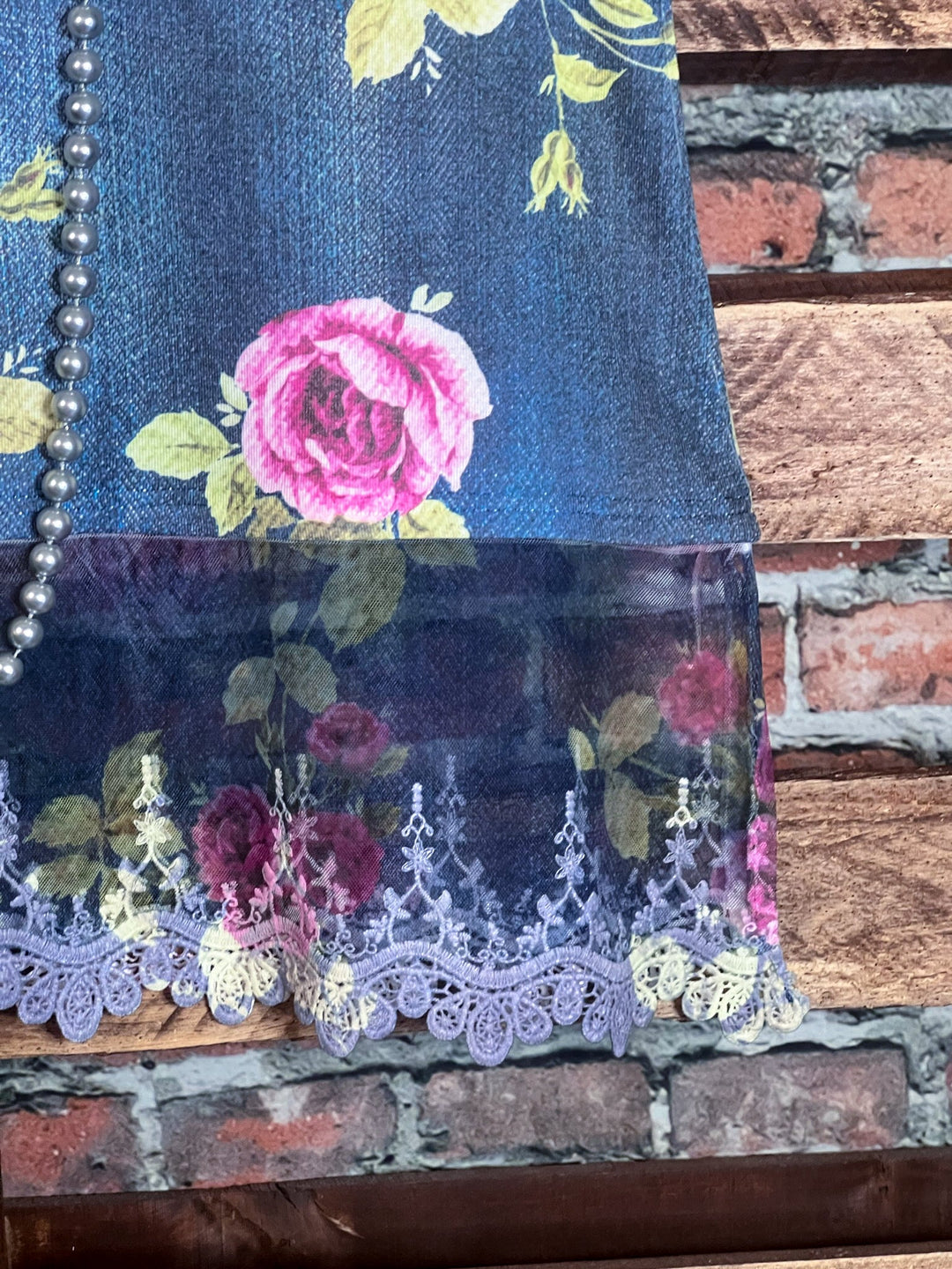 Promise In My Heart Denim & Roses Lace Layering Top