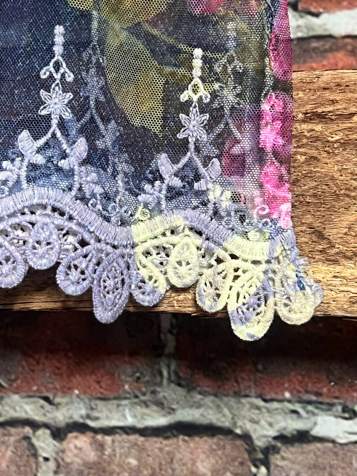 Promise In My Heart Denim & Roses Lace Layering Top