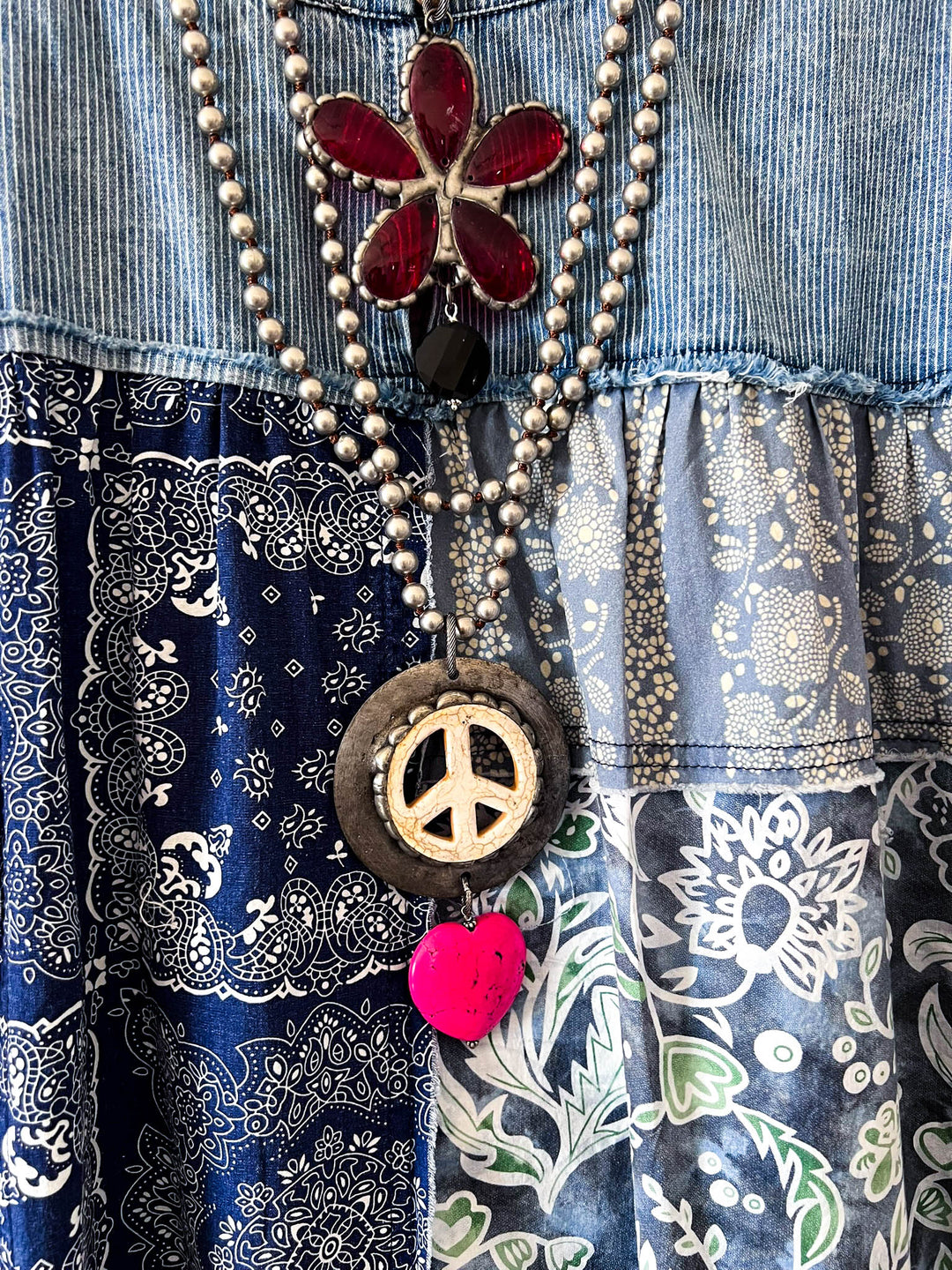 A Good Feeling Artisan Star Patch Tunic - Blue Denim & Multi-Color