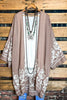OUR ORIGINAL LOVE BOHO GAUZE FLORAL EMBROIDERED KIMONO IN MOCHA