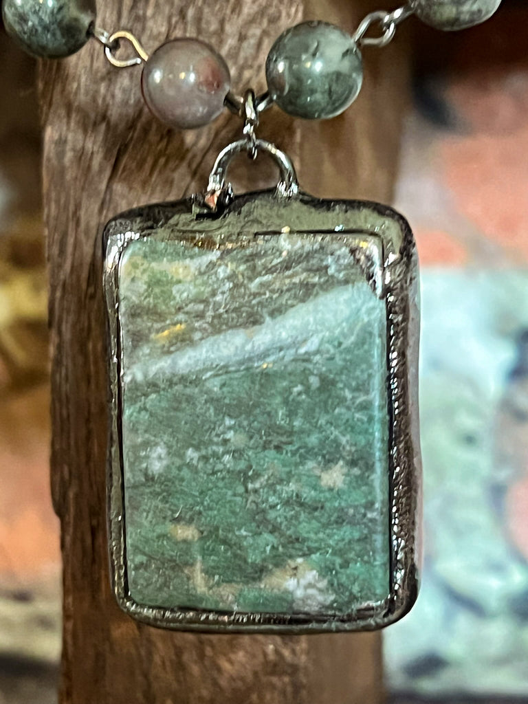 MY LUCK CHARM GREEN JASPER NATURAL BEADED STONE