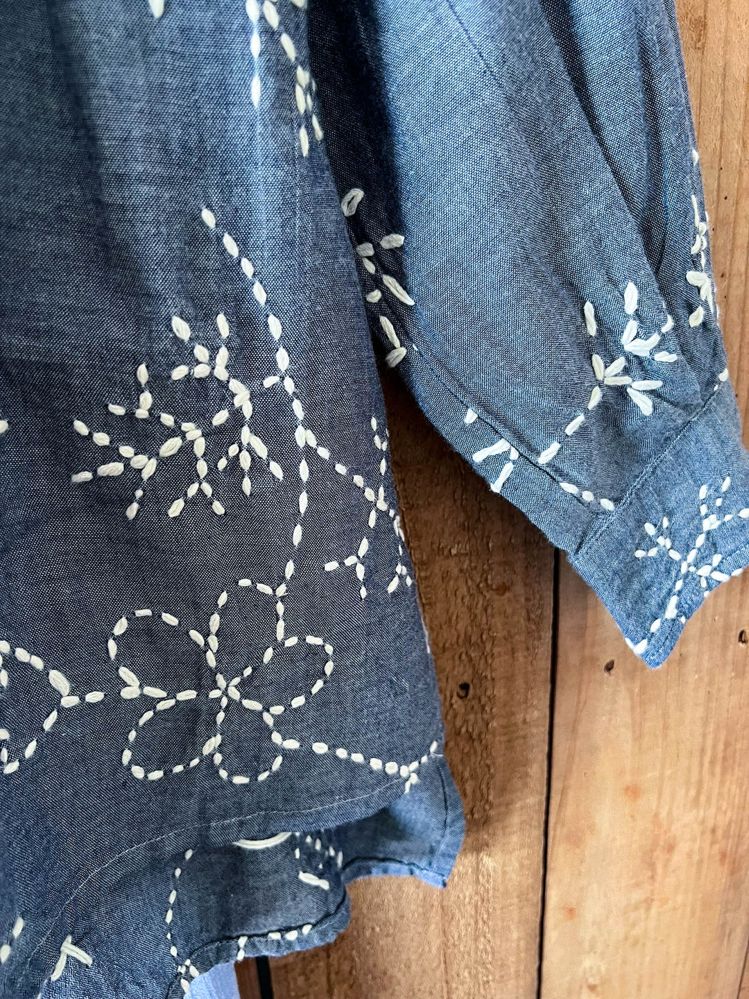 Moon Bay Floral Hand Embroidered Shirt 100% Cotton - Made in USA