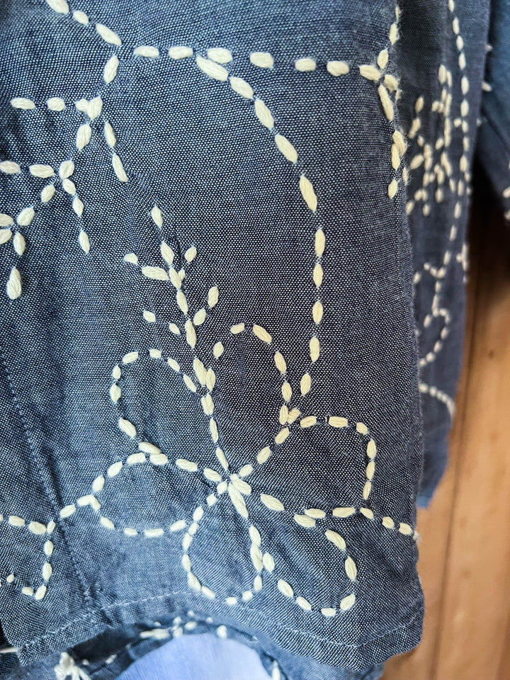 Moon Bay Floral Hand Embroidered Shirt 100% Cotton - Made in USA
