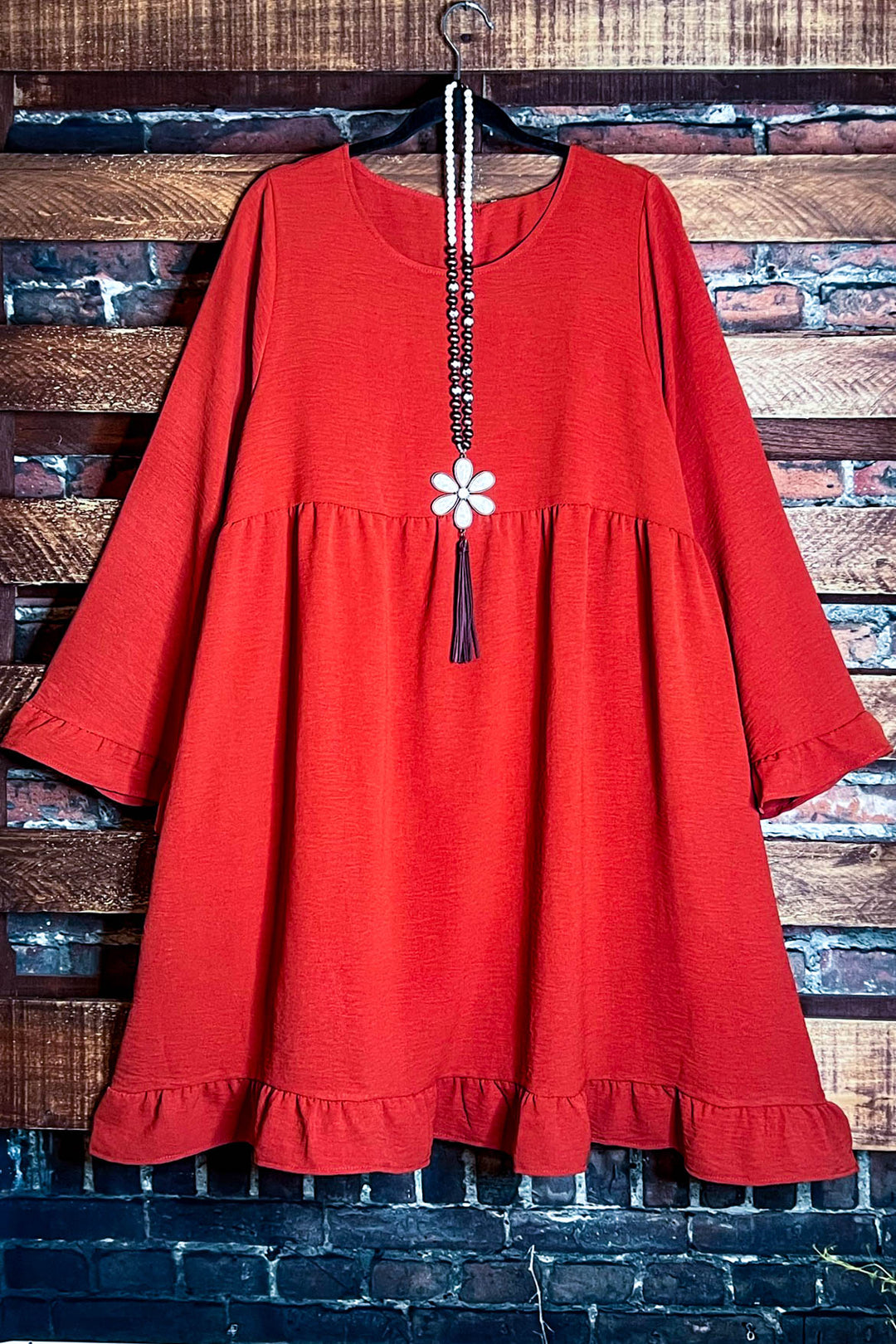 PLUS SIZE COMFY SWING RUST DRESS-------SALE