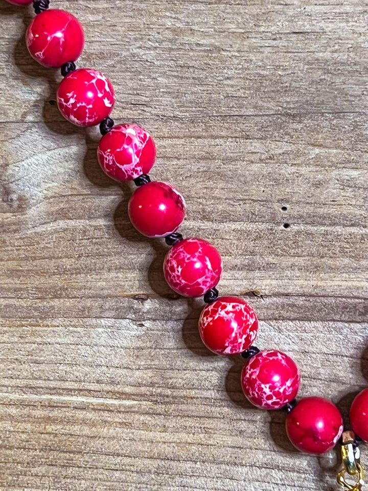 Radiant Blissful Soul Necklace in Red Coral Color
