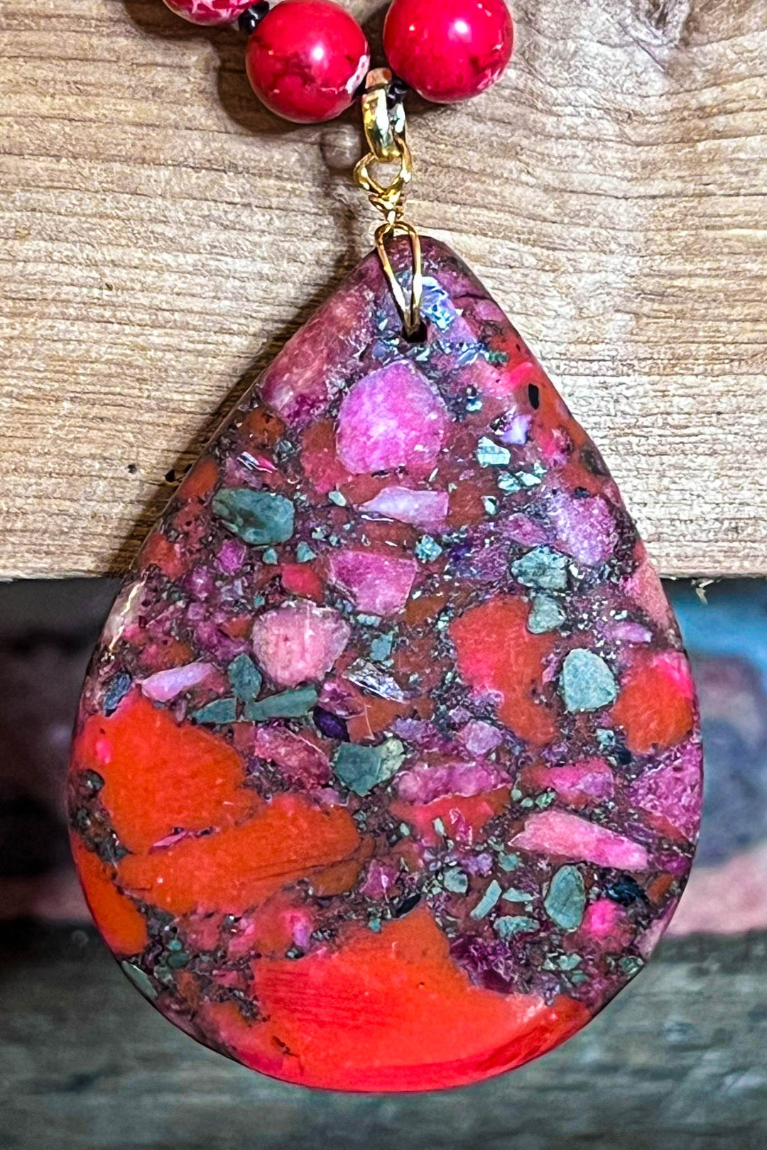 Radiant Blissful Soul Necklace in Red Coral Color