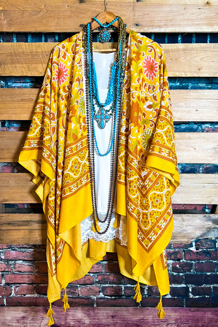 TICKETS TO PARADISE YELLOW SUNRISE BOHO KIMONO