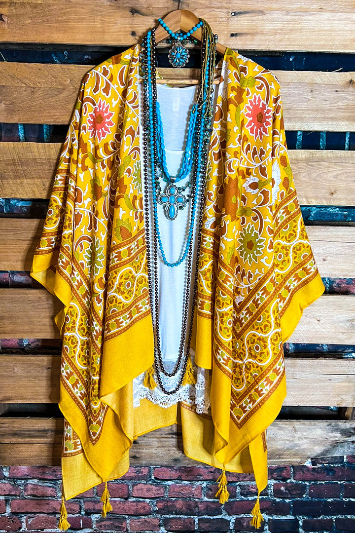 TICKETS TO PARADISE YELLOW SUNRISE BOHO KIMONO