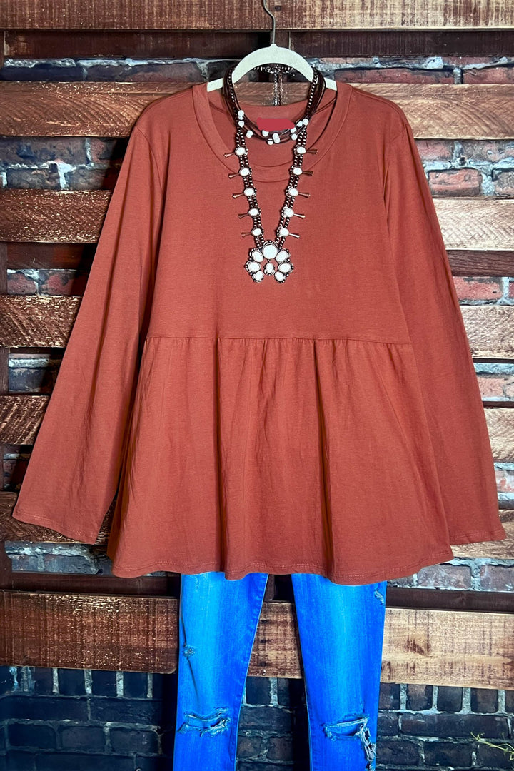 PLUS SIZE COMFY 100% COTTON OVERSIZED BABYDOLL IN BROWN SUGAR----------SALE