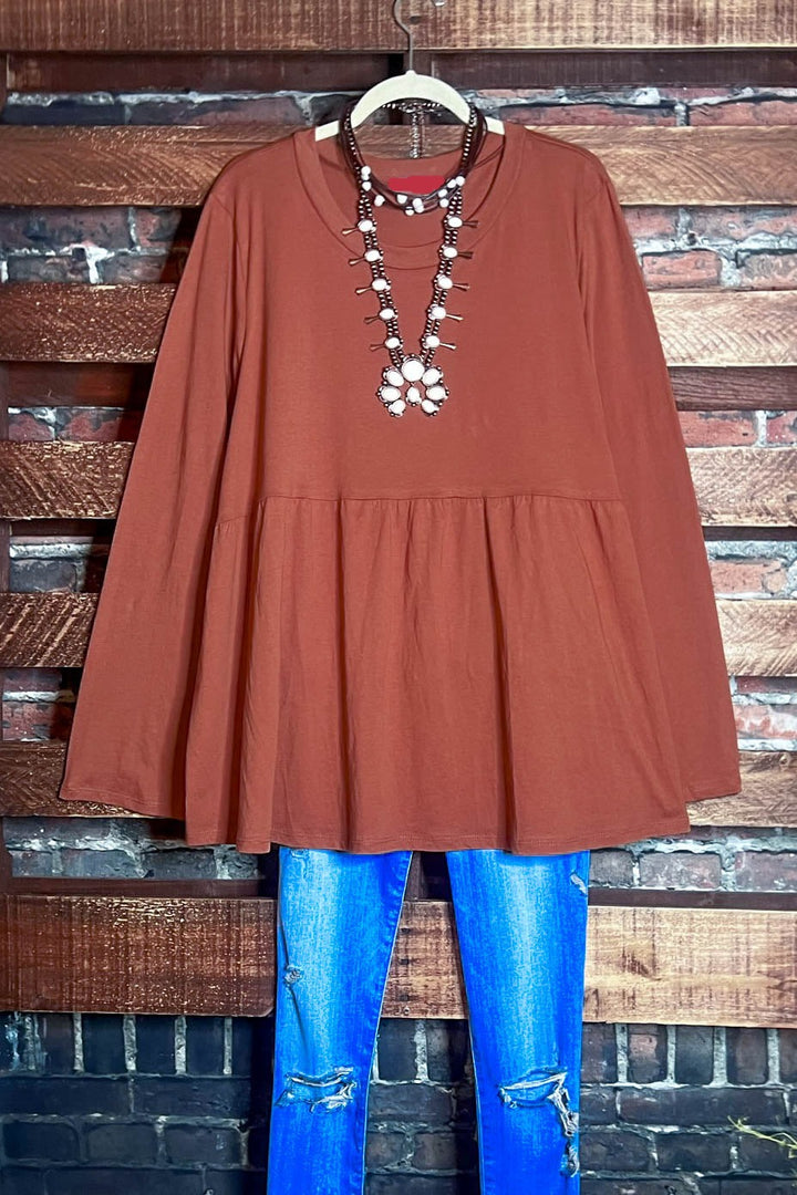 PLUS SIZE COMFY 100% COTTON OVERSIZED BABYDOLL IN BROWN SUGAR----------SALE