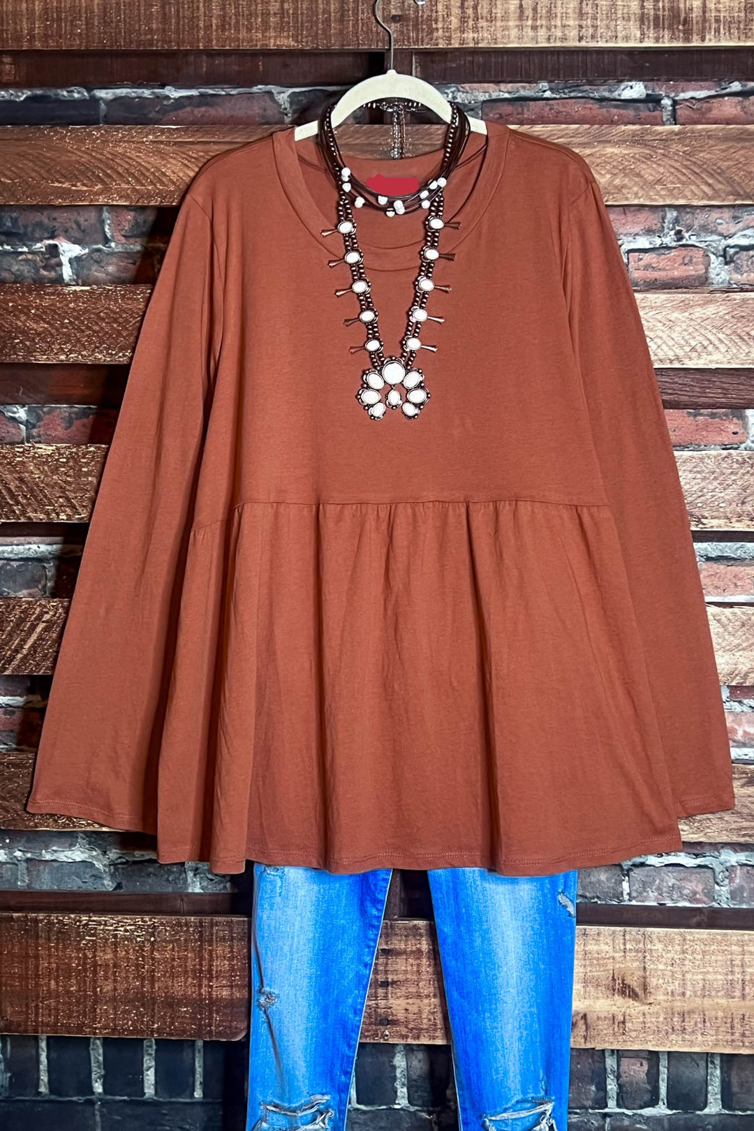 PLUS SIZE COMFY 100% COTTON OVERSIZED BABYDOLL IN BROWN SUGAR----------SALE