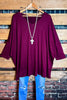 SIMPLE IS BETTER CASUAL T-SHIRT TUNIC IN  BURGUNDY