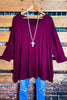 SIMPLE IS BETTER CASUAL T-SHIRT TUNIC IN  BURGUNDY